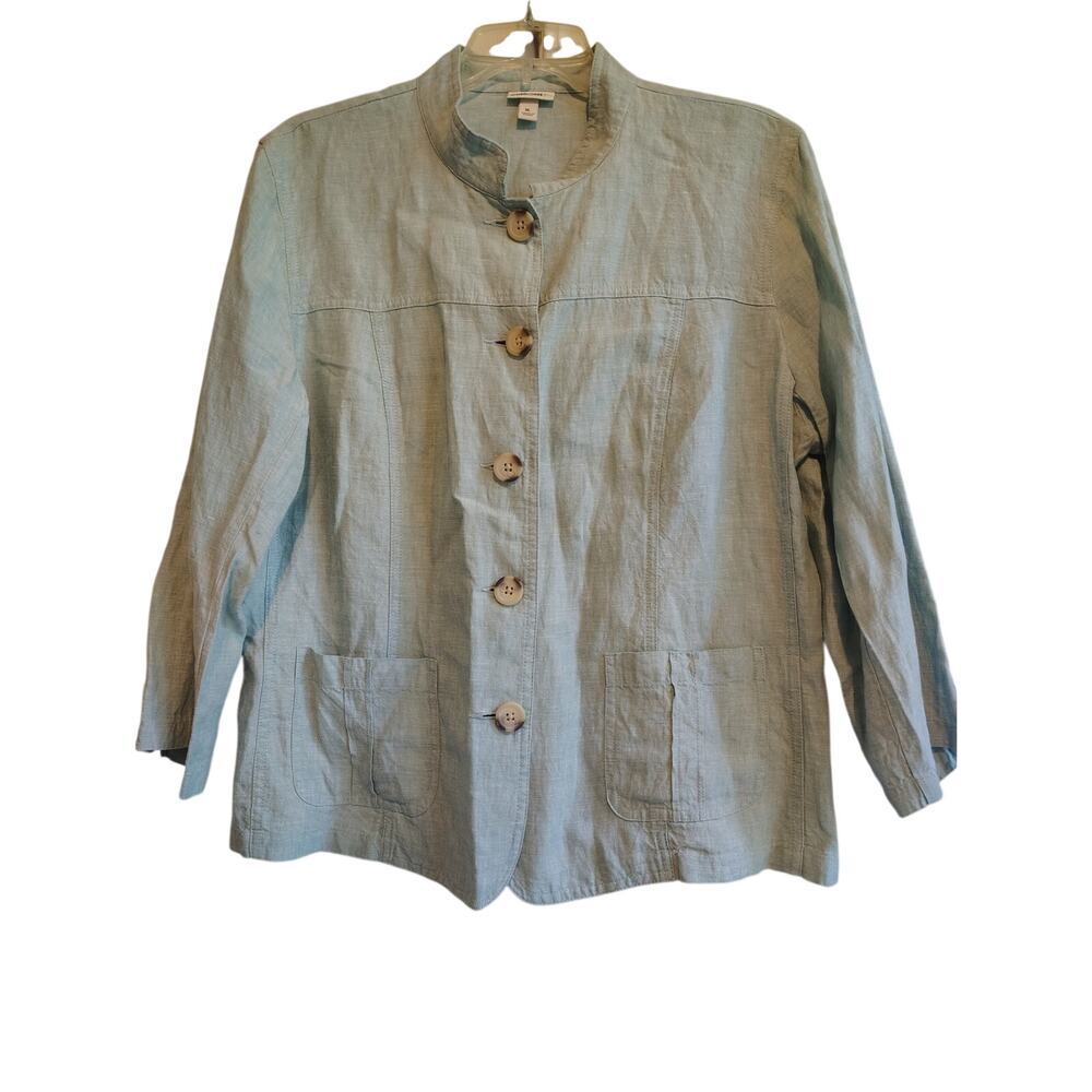 Cherokee Brand 100% Linen Sage Green Button-Down Jacket Shacket Women's XL